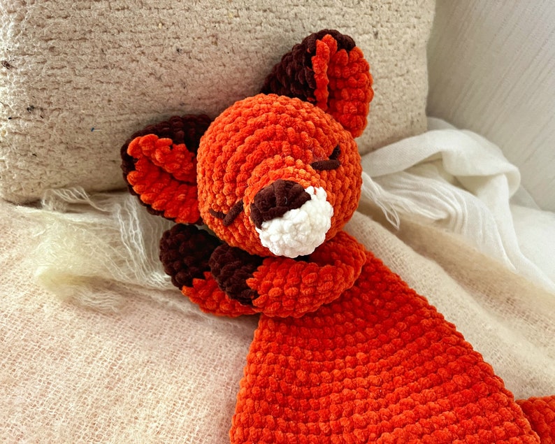 FOX Snuggler Plush Lovey The Woodland Fox Security Blanket Toy Forest Animal Amigurumi Comforter Cuddle Toy Lovey toy patterns image 3