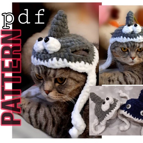 Crochet Patterns Hat for Cats Shark Hat Cat Beanie Pattern Etsy