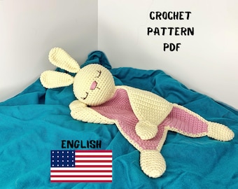 BUNNY Lovey Crochet Pattern | Rabbit Security Blanket Toy | Amigurumi Comforter Cuddle Toy | PDF Easy Crochet Pattern | Lovey toy patterns