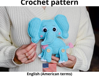 Elephant Crochet Pattern – amigurumi PDF - zoo animals – elephant toy (English) Crochet patterns toys