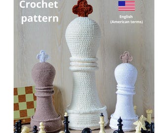 No Sew Chess piece KING Crochet Pattern, Amigurumi Chess piece KING Pattern, Easy DIY Handmade Idea for a board game, Crochet patterns toys