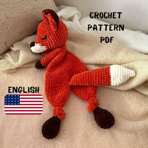 FOX Snuggler Plush Lovey Crochet Pattern PDF | Forest Animal Security Blanket Toy | Fox Amigurumi Comforter Cuddle Toy | Lovey toy pattern