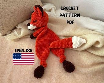 FOX Snuggler Plush Lovey Crochet Pattern PDF | Forest Animal Security Blanket Toy | Fox Amigurumi Comforter Cuddle Toy | Lovey toy pattern