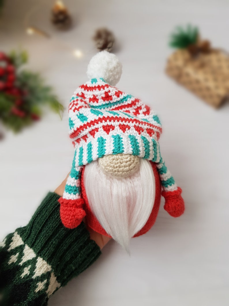 Jultomte-virkat mönster, Amigurumi-leksaksmönster, Jultomte-tomtemönster, Handledning för vinterlovstomtar, Amigurumi-mönster bild 10