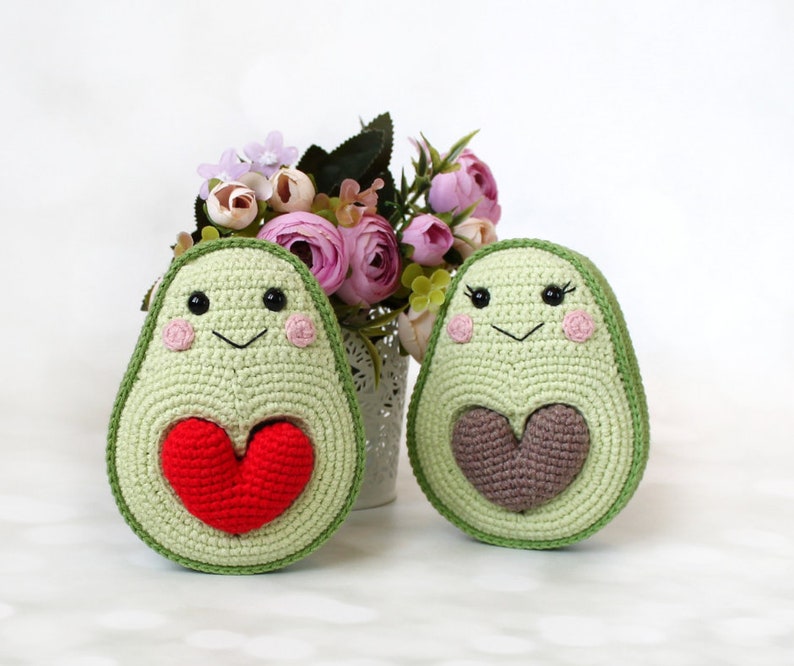 Avocados in Love Crochet Pattern Avocado with Heart Seed Amigurumi Crochet Pattern PDF in English Fruit animals image 3