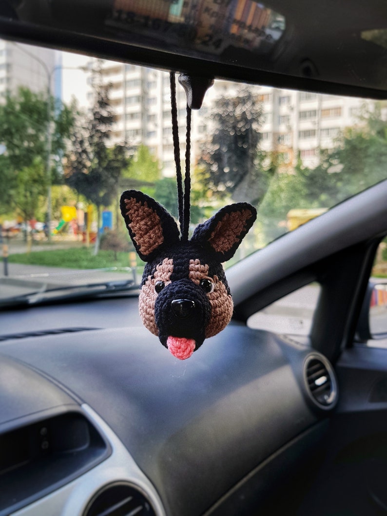 Mönster för virkad nyckelring, söta biltillbehör hund schäfer, mönster för inredningstillbehör, amigurumimönster bild 7