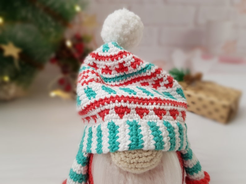 Jultomte-virkat mönster, Amigurumi-leksaksmönster, Jultomte-tomtemönster, Handledning för vinterlovstomtar, Amigurumi-mönster bild 8