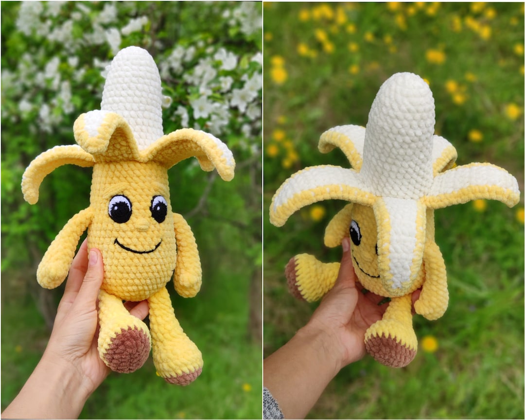 CROCHET BANANA PATTERN, Amigurumi Fruit With Eyes Pattern, Crochet Play
