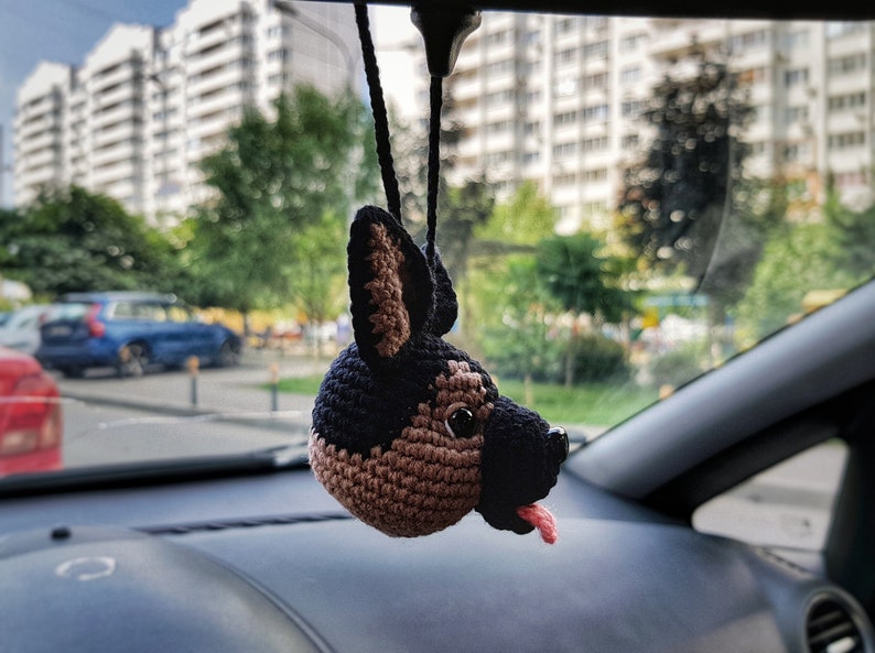 Mönster för virkad nyckelring, söta biltillbehör hund schäfer, mönster för inredningstillbehör, amigurumimönster bild 8
