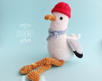 CROCHET PATTERN Alex the seagull,  Amigurumi doll patterns