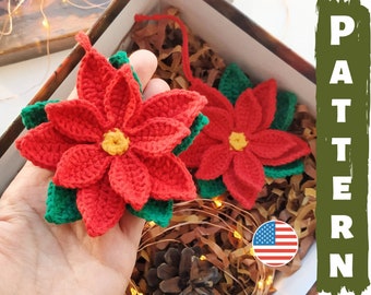 Crochet pattern Poinsettia - Crochet christmas ornament Poinsettia amigurumi pattern PDF in English - christmas Star , Baby toy patterns