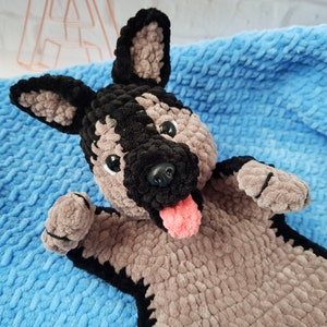 Lovey Crochet Pattern dog German Shepherd, Amigurumi comforter cuddle toy, baby security blanket, plush toy dog pattern Amigurumi patterns image 7