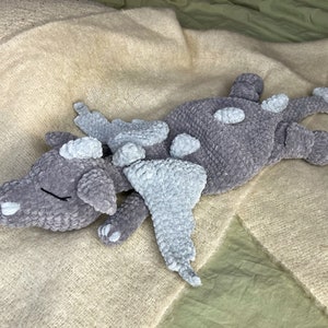 DRAGON Snuggler Plush Lovey Easy Crochet Pattern PDF Large Dinosaur Security Blanket Toy Amigurumi Comforter Toy Lovey toy patterns image 5