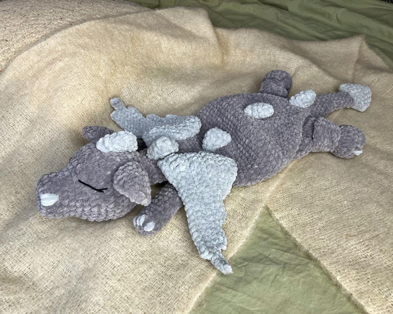 DRAGON Snuggler Plush Lovey Easy Crochet Pattern PDF Large Dinosaur Security Blanket Toy Amigurumi Comforter Toy Lovey toy patterns image 5