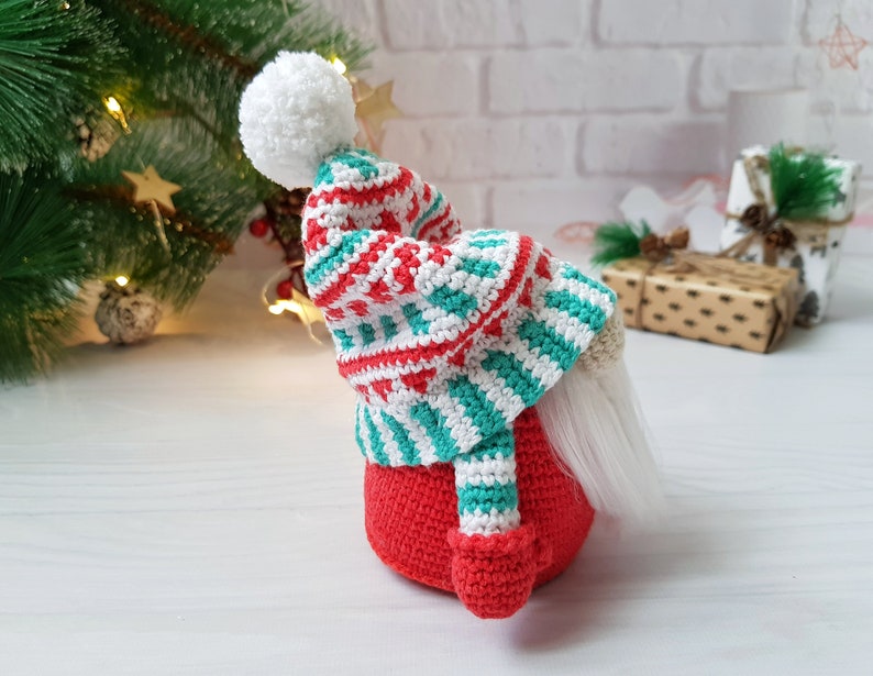 Jultomte-virkat mönster, Amigurumi-leksaksmönster, Jultomte-tomtemönster, Handledning för vinterlovstomtar, Amigurumi-mönster bild 4