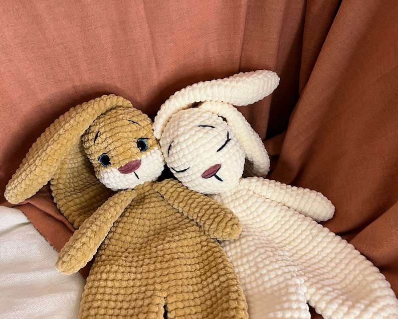 BUNNY Snuggler Plush Lovey Rabbit Security Blanket Toy Amigurumi Comforter Cuddle Toy PDF Easy Crochet Pattern Lovey toy patterns image 3