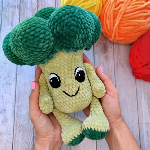 CROCHET BROCCOLI PATTERN, Amigurumi crochet cute vegetables with eyes pattern, Cute cauliflower, Plush crochet toy image 1