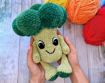 CROCHET BROCCOLI PATTERN, Amigurumi crochet cute vegetables with eyes pattern, Cute cauliflower, Plush crochet toy