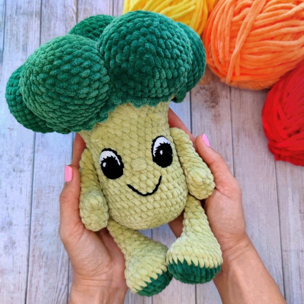 CROCHET BROCCOLI PATTERN, Amigurumi au crochet légumes mignons avec motif yeux, Chou-fleur mignon, Jouet en peluche au crochet