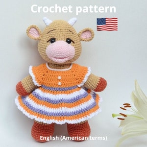 Cow crochet pattern - amigurumi cow strawberry - stuffed animals - pdf pattern - Crochet patterns toys