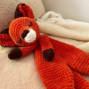 FOX Snuggler Plush Lovey The Woodland Fox Security Blanket Toy Forest Animal Amigurumi Comforter Cuddle Toy Lovey toy patterns image 9