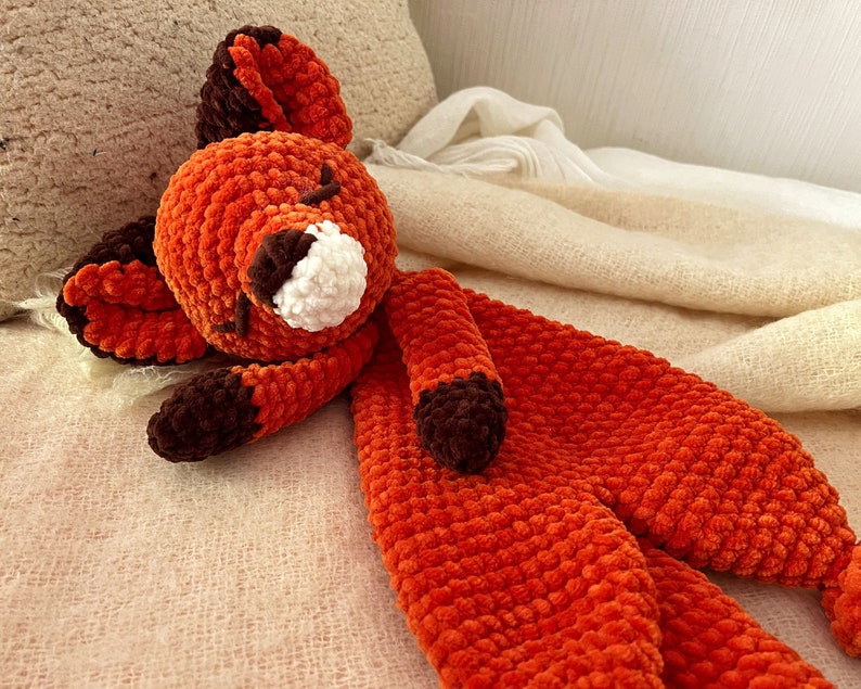 FOX Snuggler Plush Lovey The Woodland Fox Security Blanket Toy Forest Animal Amigurumi Comforter Cuddle Toy Lovey toy patterns image 9