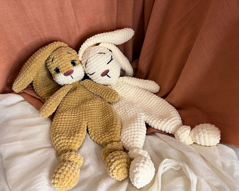 BUNNY Snuggler Plush Lovey Rabbit Security Blanket Toy Amigurumi Comforter Cuddle Toy PDF Easy Crochet Pattern Lovey toy patterns image 1