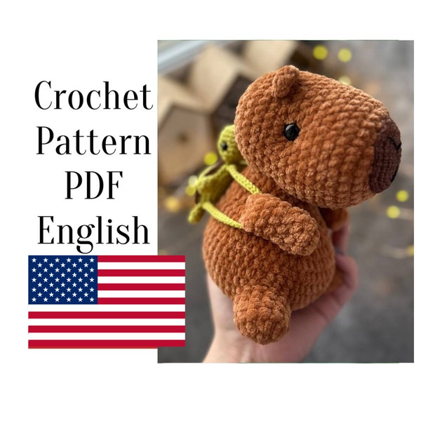 CAPYBARA Crochet Pattern, Capybara amigurumi. Guinea Pig Crochet Pattern. Rodent Amigurumi pattern. Plush animal,  Crochet Pattern