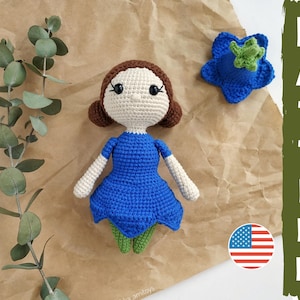 Amigurumi doll pattern pdf in English , Crochet Pattern Doll , amigurumi pattern flower doll, Baby toy patterns