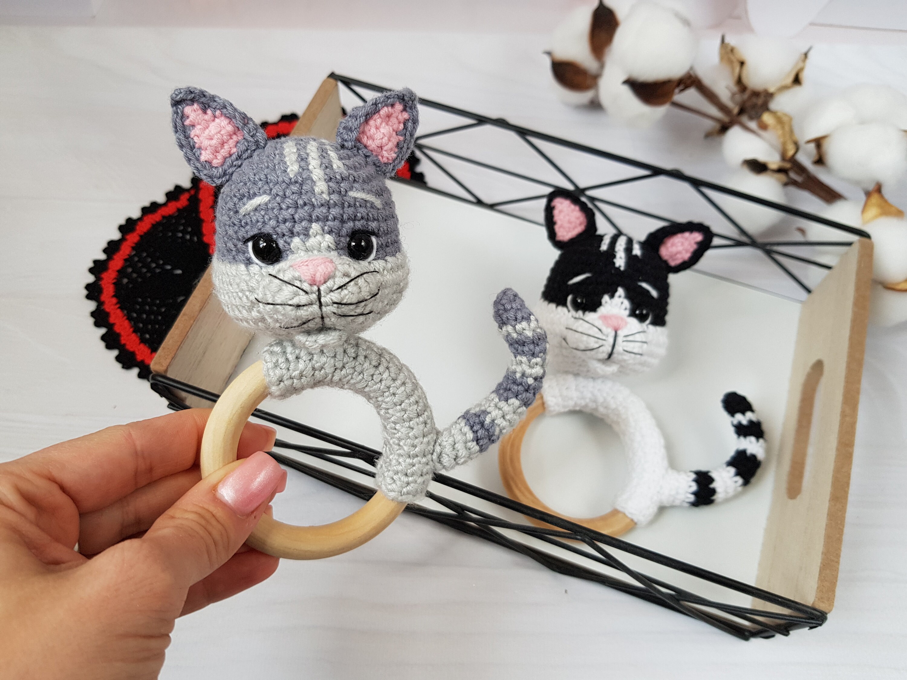 Baby Rattle Crochet Cat Pattern, Amigurumi Cat, Cat Stuffed Animal ...