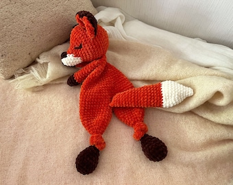 Peluche Lovey FOX Snuggler | Jouet de couverture de sécurité Woodland Fox | Douillette Amigurumi Animal de la forêt | Modèles de jouets adorables