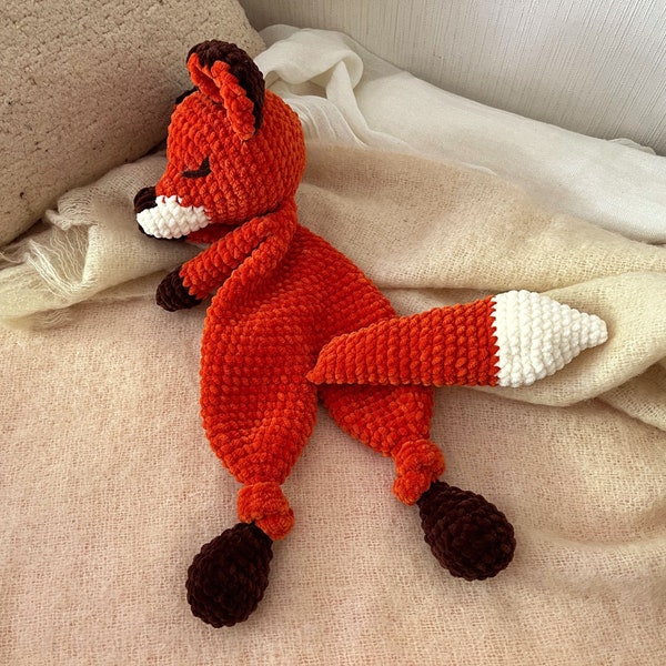 FOX Snuggler Plüschi Lovey | Die Waldfuchs Schmusetuch Spielzeug | Waldtier Amigurumi Tröster Kuscheltier | Muster mit Spielzeugmuster