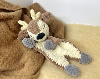 Motif de crochet Lovey en peluche de cerf | Jouet de couverture de sécurité | Peluche Amigurumi Doudou | PDF Patron de crochet facile | Modèles de jouets adorables