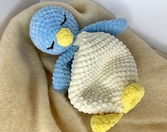 Plush Penguin Lovey Crochet Pattern | Security Blanket Toy | Amigurumi Comforter Cuddle Toy | PDF Easy Crochet Pattern | Lovey toy patterns