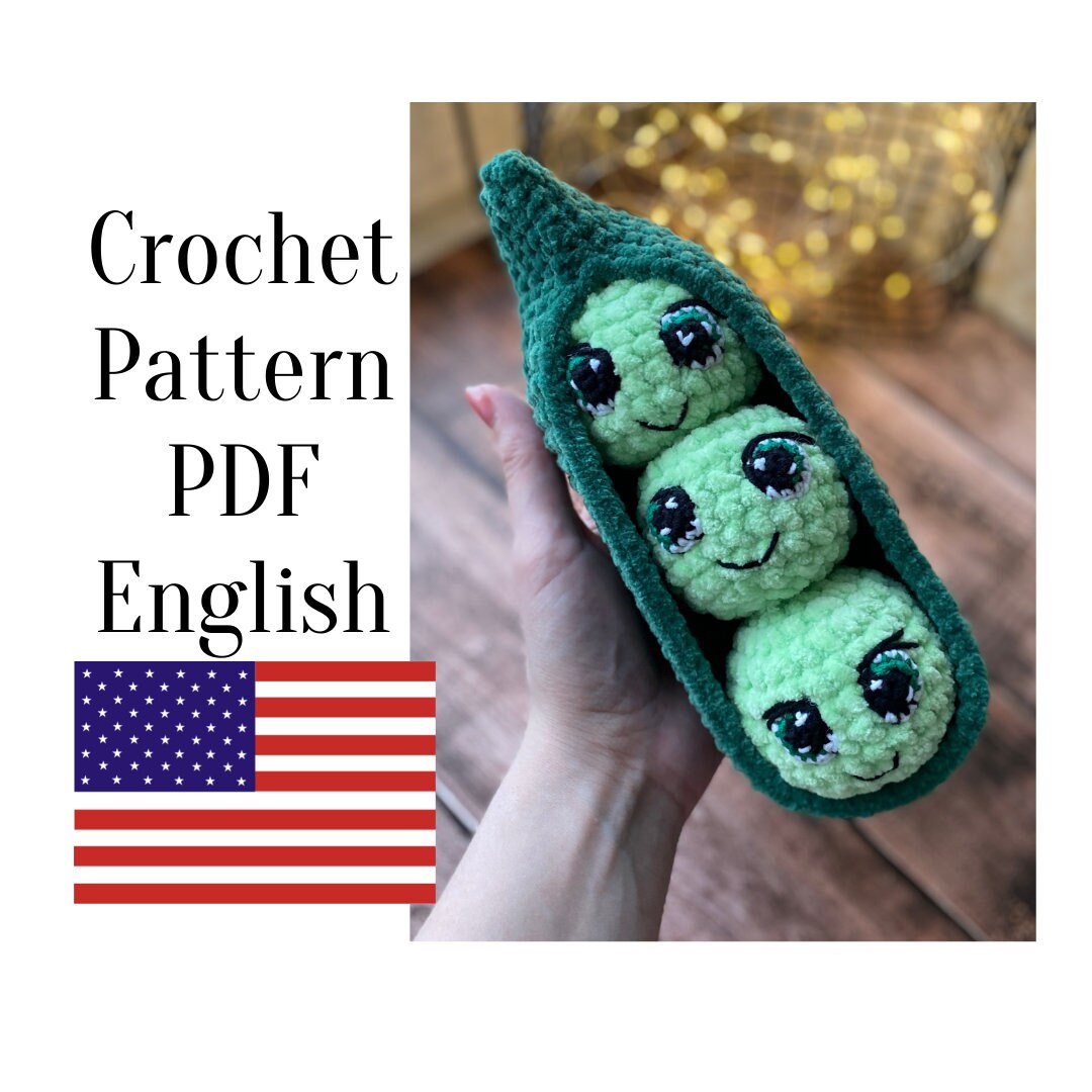 Funny Peas in a Pod, Crochet Pattern, Amigurumi Food, Crocheted Food