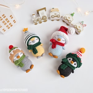Amigurumi mini penguins - Christmas penguin pattern, Christmas decorations crochet pattern, Amigurumi doll patterns