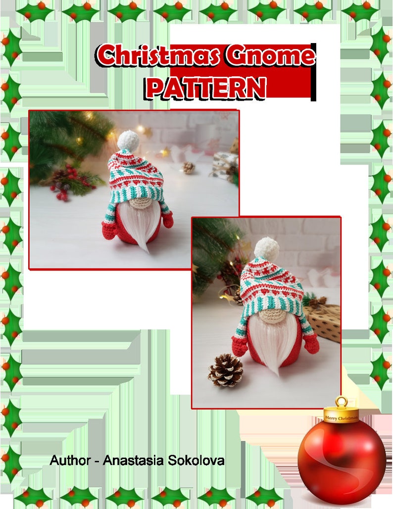 Jultomte-virkat mönster, Amigurumi-leksaksmönster, Jultomte-tomtemönster, Handledning för vinterlovstomtar, Amigurumi-mönster bild 2