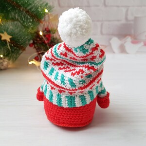 Jultomte-virkat mönster, Amigurumi-leksaksmönster, Jultomte-tomtemönster, Handledning för vinterlovstomtar, Amigurumi-mönster bild 5