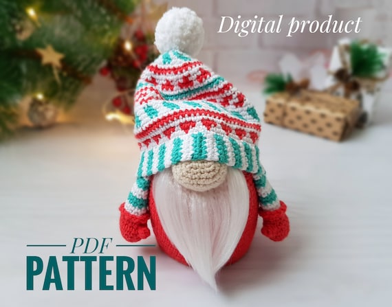 Christmas crochet gnome pattern, Amigurumi toy pattern, Santa gnome Pattern, Winter holiday gnome tutorial, Amigurumi patterns