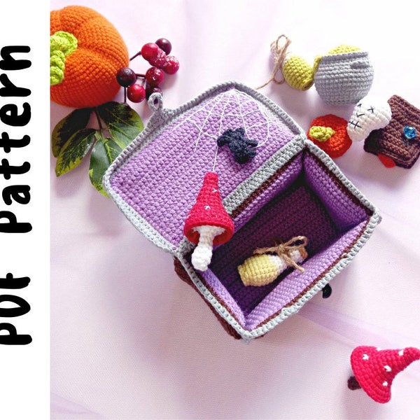 PDF Crocheted Chest Pattern with Accessories for Witchcraft and Magic, Crocheted Witch chest,  Crochet toy patterns