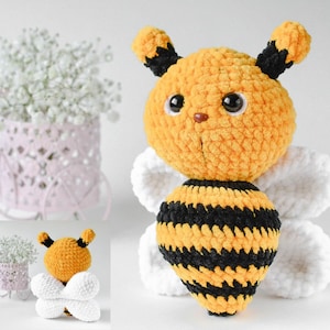 Crochet bumble bee pattern, Crochet Cute Bee Plush Pattern, animals amigurumi, easy tutorial, Crochet patterns toys