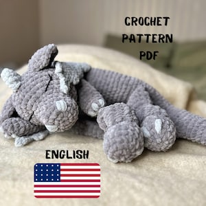 DRAGON Snuggler Plush Lovey Easy Crochet Pattern PDF | Large Dinosaur Security Blanket Toy | Amigurumi Comforter  Toy | Lovey toy patterns