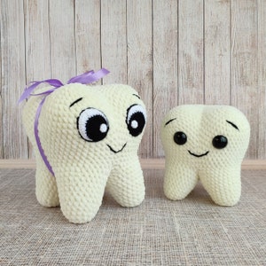 TOOTH CROCHET PATTERN, Amigurumi plush tooth fairy pattern, Baby first tooth party, Easy Plush crochet toys