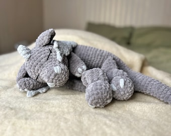 Peluche Snuggler DRAGON, Lovey, motif au crochet facile PDF | Grande couverture de sécurité dinosaure jouet | Peluche Amigurumi | Modèles de jouets adorables