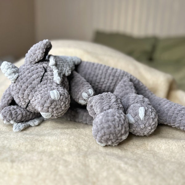 DRAGON Snuggler Plush Lovey Easy Crochet Pattern PDF | Large Dinosaur Security Blanket Toy | Amigurumi Comforter  Toy | Lovey toy patterns