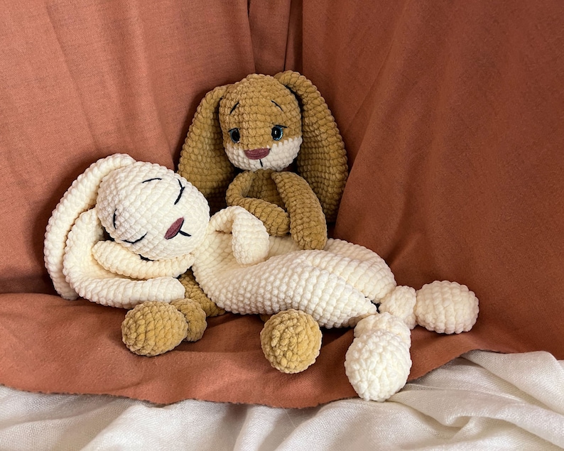 BUNNY Snuggler Plush Lovey Rabbit Security Blanket Toy Amigurumi Comforter Cuddle Toy PDF Easy Crochet Pattern Lovey toy patterns image 7