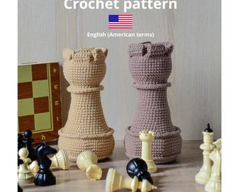 No Sew Chess piece ROOK Crochet Pattern, Amigurumi Chess piece ROOK Pattern, Easy Handmade Gift Idea for a board game, Crochet patterns toys