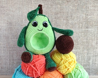 CROCHET avocado  PATTERN, Cute Amigurumi Avocado with seed PDF tutorial, Stuff toy fruit with eyes, Plush crochet toys