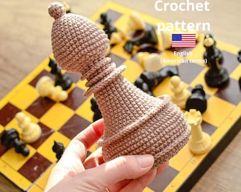 No Sew Chess piece BISHOP Crochet Pattern, Amigurumi Chess piece BISHOP, Easy DIY Handmade Gift Idea for a board game, Crochet patterns toys