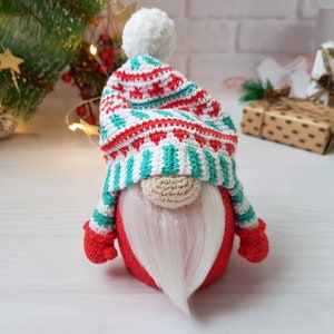 Jultomte-virkat mönster, Amigurumi-leksaksmönster, Jultomte-tomtemönster, Handledning för vinterlovstomtar, Amigurumi-mönster bild 3